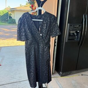 Alex Marie Black and Gray Patterned Dress